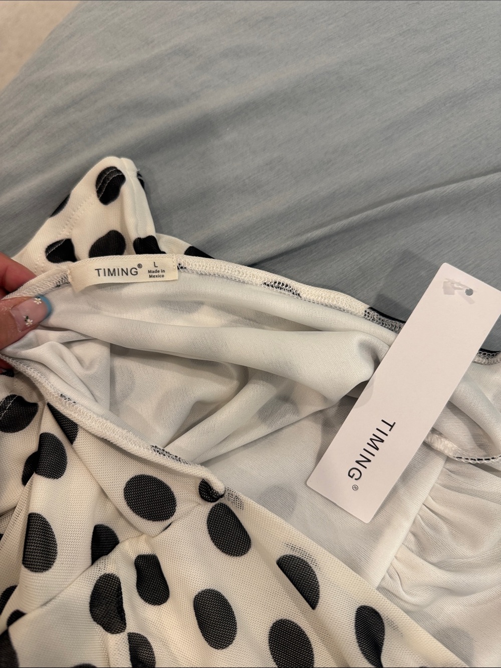 Timing Black & White Polka Dot Halter Camisole Top - Picture 3 of 3